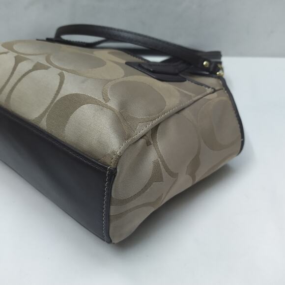 Coach Taylor Signature Light Tan Canvas Mini Tote Cross Body Bag Style# F28641 - Picture 9 of 16